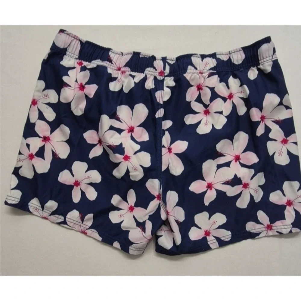 Sperry men's navy blue floral print swim trunks XL drawstring mesh lining pocket
